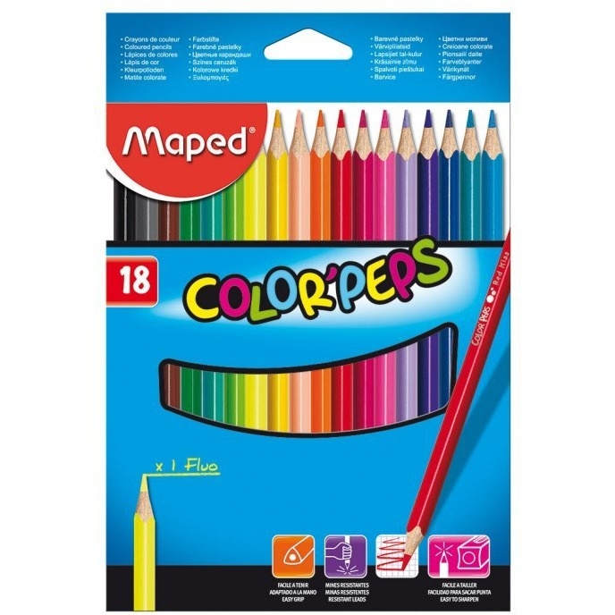 Kredki trójkątne MAPED COLORPEPS 18kolorów 183218