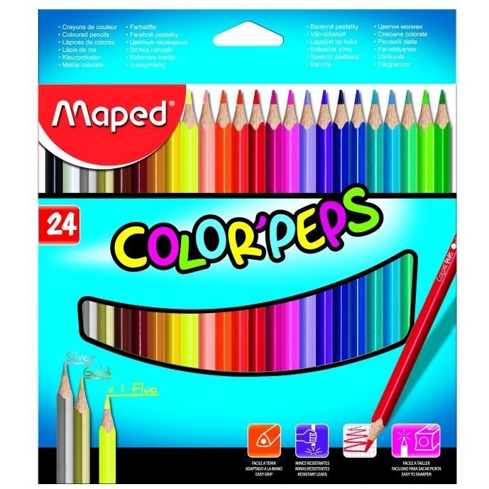 Kredki trójkątne MAPED COLORPEPS 24kolorów 183224