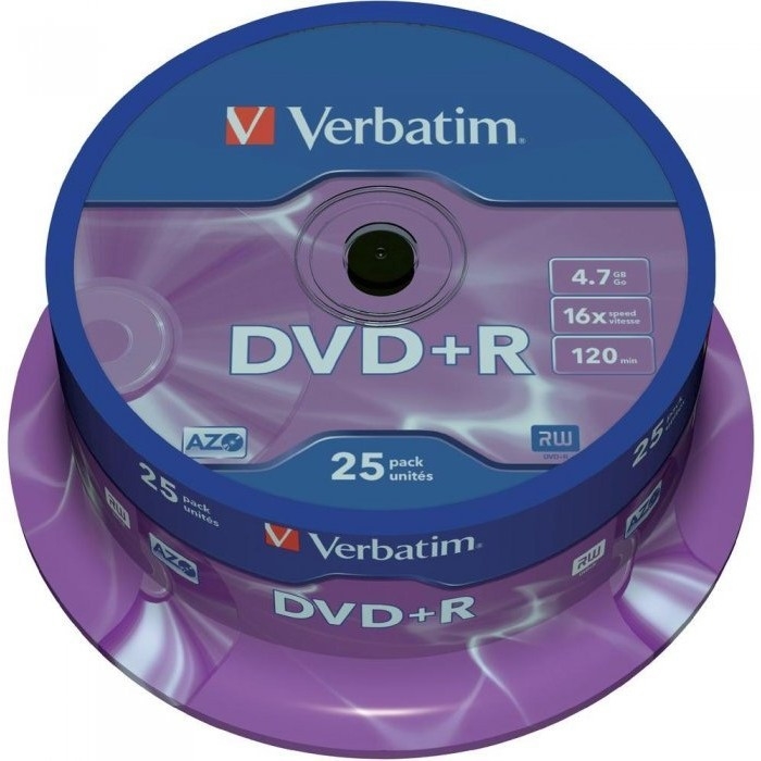 Płyta DVD+R VERBATIM CAKE(25) Matt Silver 4.7GB x16 43500