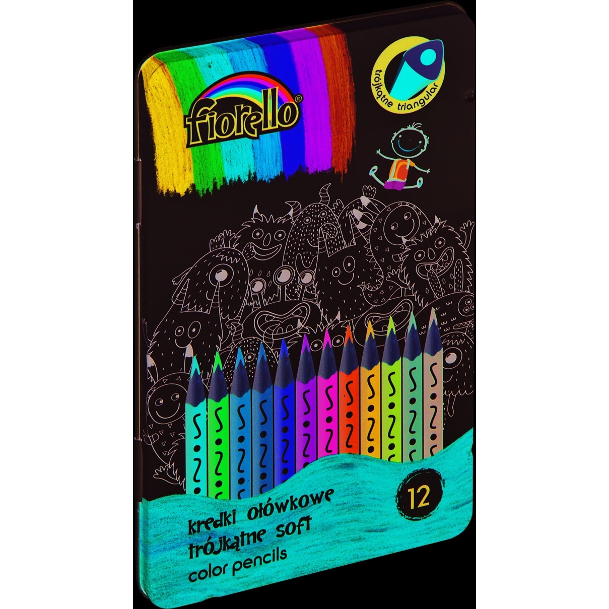 Kredki FIORELLO op.metal Super Soft 12 kolorów trójkątne 170-2425