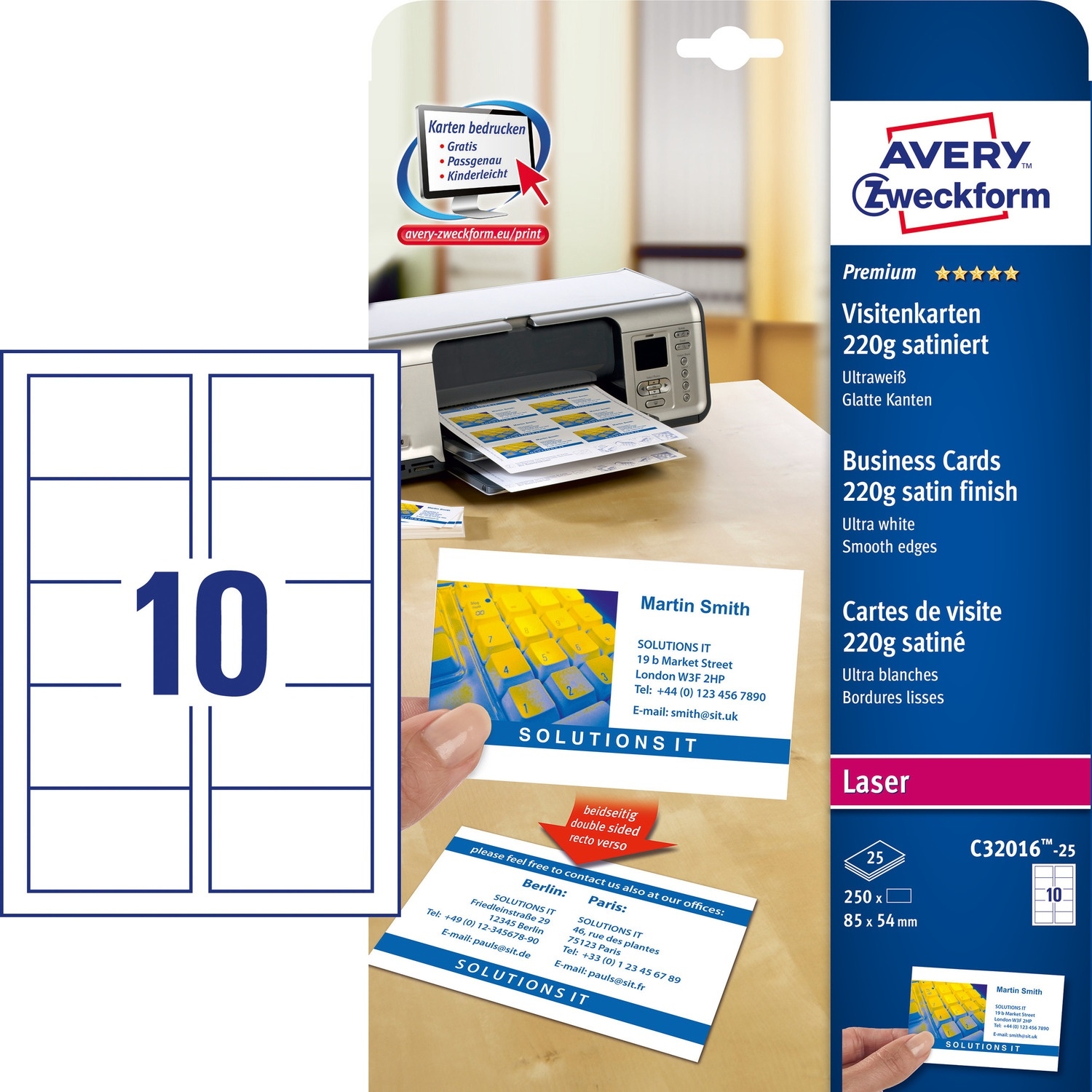Papier wiz.saty.220g C32016-25 Quick&Clean ZF białe AVERY ZWECKFORM