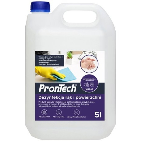 Płyn do dezynfekcji rąk i powierzchni 5L antybakteryjny grzybo i wirusobójczy VIR800 PRONTECH