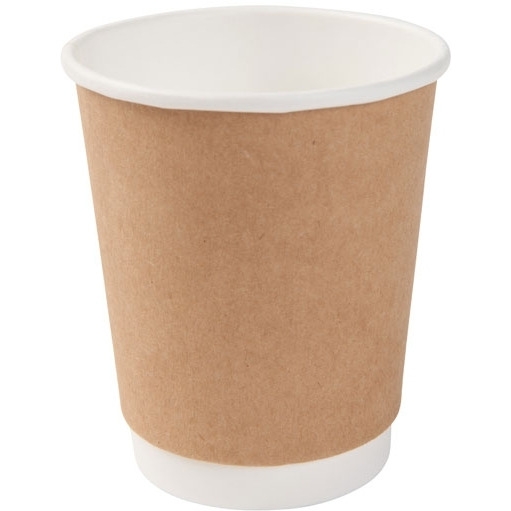 Kubki papierowe dwuwarstwowe biało-brązowe 300ml(25szt)DHD04880 100% bio