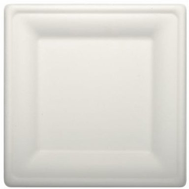 Talerz z trzciny cukrowej, kwadratowy 20x20cm biały(50szt)84586 100% bio
