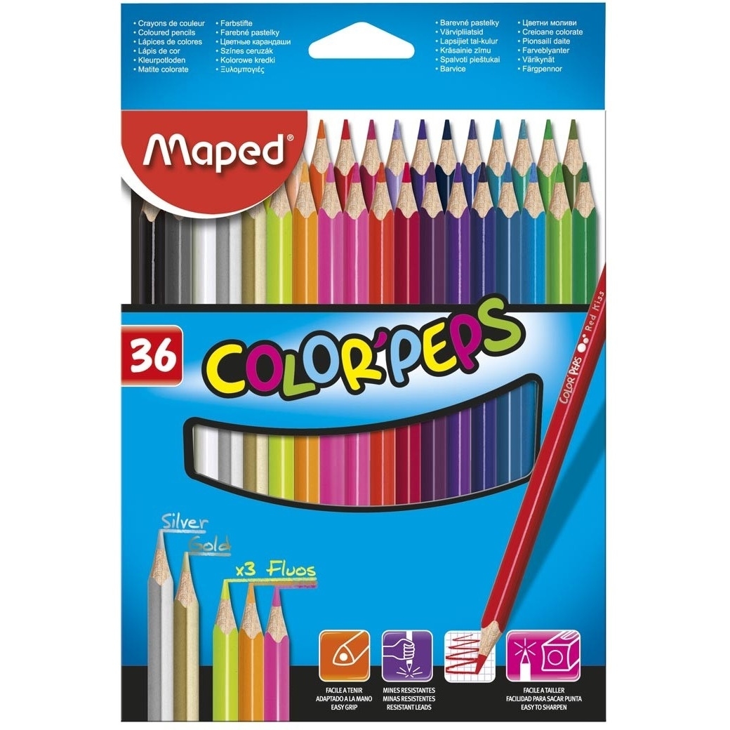Kredki trójkątne MAPED COLORPEPS 36 kolorów 832017 832017