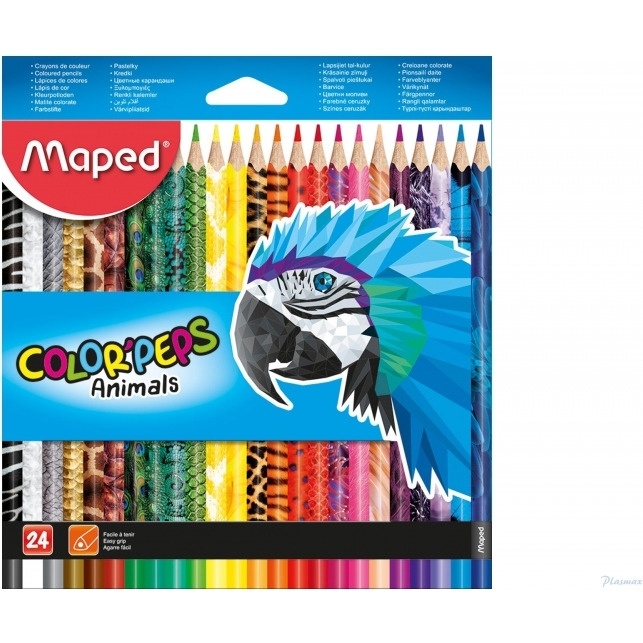 Kredki Color Peps Animals trójkątne 24 szt pud. z zaw. 832224 MAPED