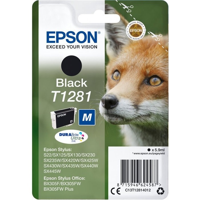 Tusz EPSON T1281 (C13T12814010) czarny 185str S22/SX125/SX425W/BX305F