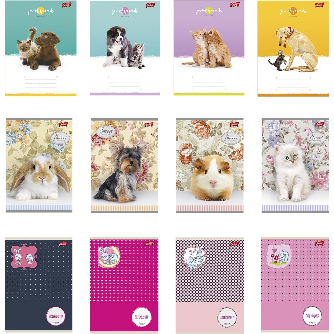 Zeszyt A5 16k 3linia dwukol.L mix dziewczęcy laminowany UNIPAP *6939