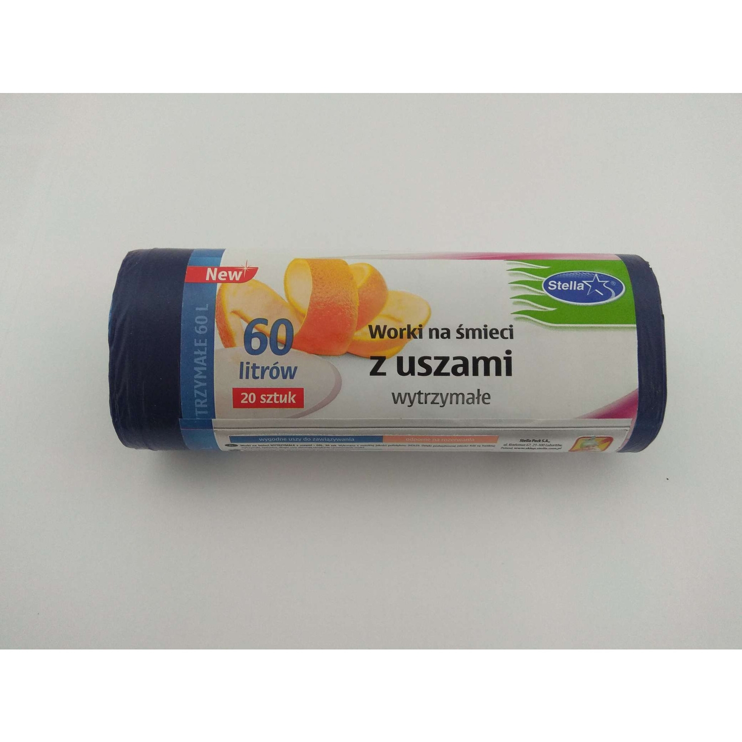 Worki na śmieci z uszami wytrzymałe 60L 20szt. granatowe (HD-LD) WNS-9725V1 STELLA