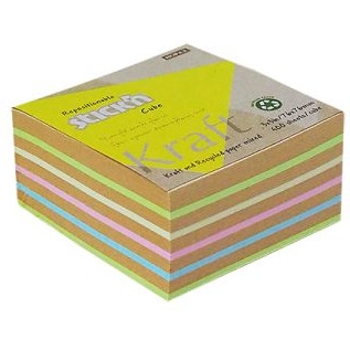 NOTES KOSTKA KRAFT 76X76MM, 5 KOLORÓW, 400 KART. 21824