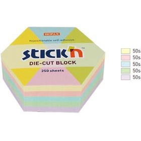 NOTES SZEŚCIOKĄT, 61X70MM, MIX 5 KOL. PASTELOWYCH, 250KART 21826
