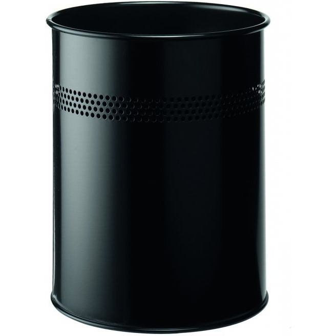 Kosz na śmieci metalowy czarny z perforacją 15l 330001 DURABLE 15/P30mm