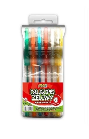 Długopis żelowy brokatowy 6 kolorów Kolori TT7648