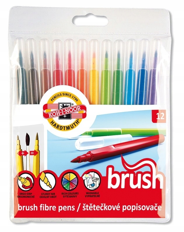 Flamastry pędzelkowe 12 kolorów 771009/AB KOH-I-NOOR