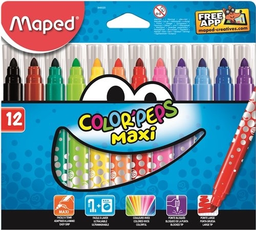 Flamastry trójkątne 12kol MAXI COLORPEPS 846020 MAPED