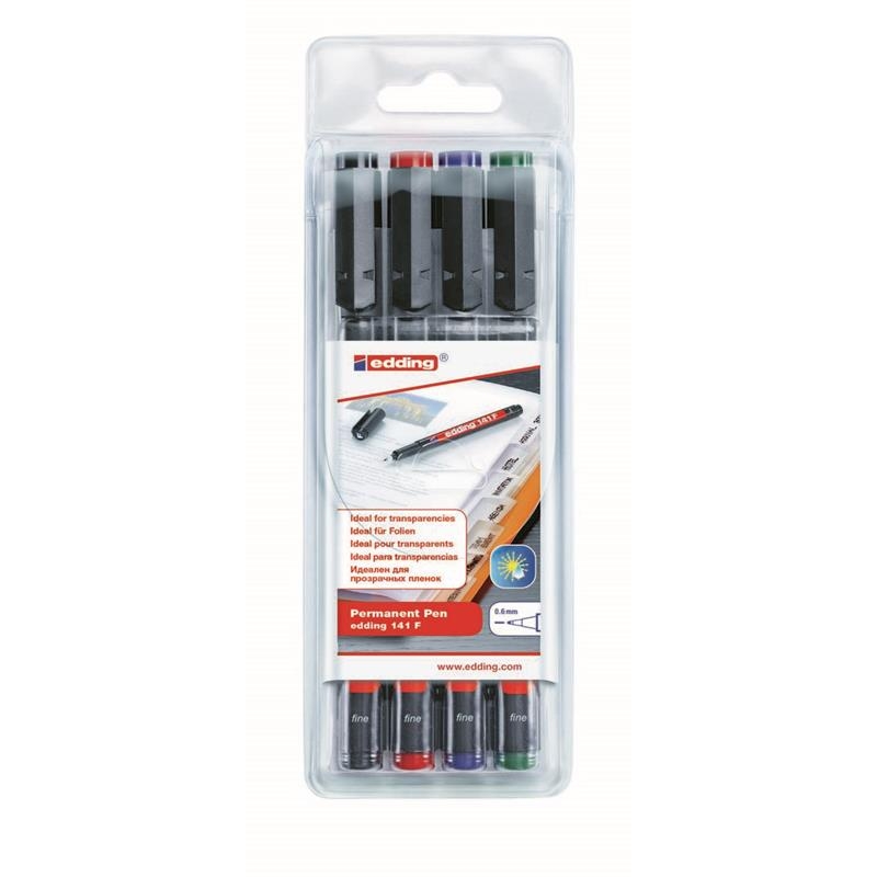 Markery niezmywalne do folii 4 kol. 0,6mm 141F/4S ED EDDING