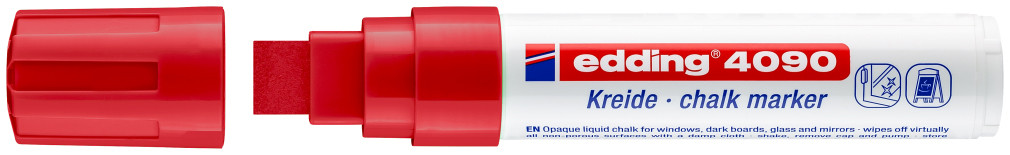 Marker do szkła EDDING 4090/02 czerwony koncówka ścieta 4-15mm
