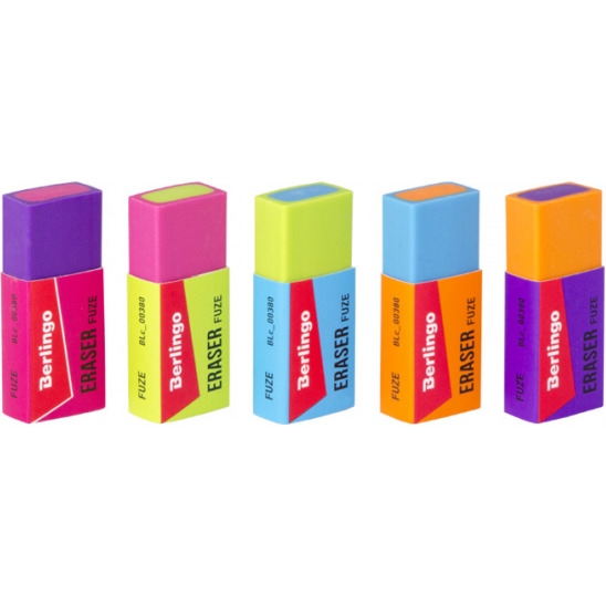 Gumka FUZE prostpokątna termoplastyczna 50x20x11mm mix kolorów BERLINGO
