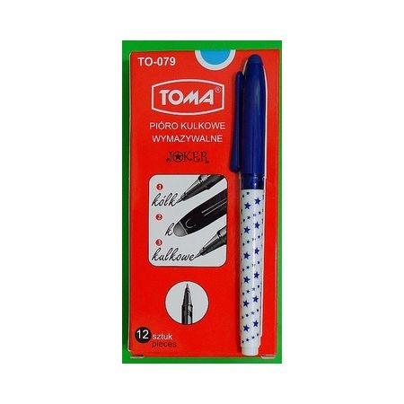 Pióro kulkowe wymazywalne niebieskie JOKER TO-079 12 TOMA