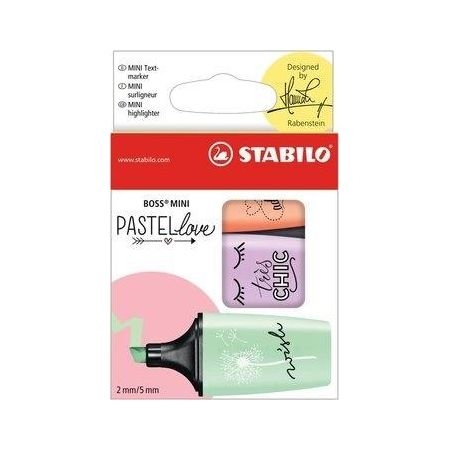 Zakreślacz Stabilo BOSS MINI PASTELLOWE 3szt.mięta, lila, pom. 07/03-47