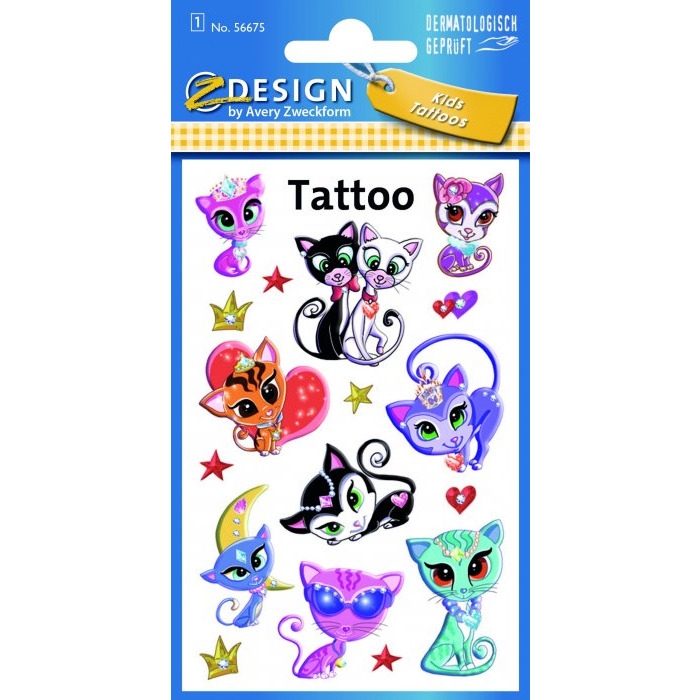 Naklejki tatuaże dla dzieci KOTY 56675 Z-DESIGN KIDS TATTOO AVERY ZWECKFORM
