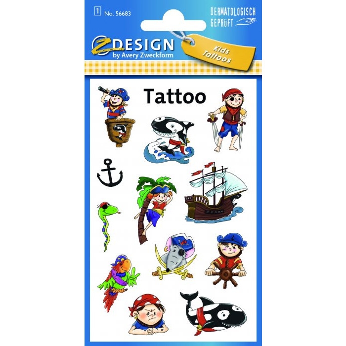 Naklejki tatuaże dla dzieci PIRACI 56683 Z-DESIGN KIDS TATTOO AVERY ZWECKFORM