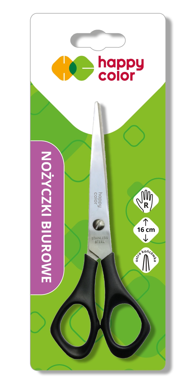 Nożyczk biurowe 16cm 3912 0160 BK HAPPY COLOR