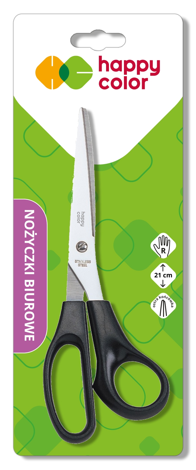 Nożyczk biurowe 21cm 3912 0210 BK HAPPY COLOR