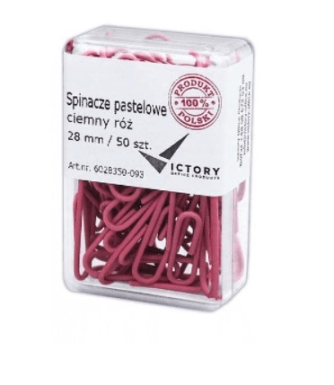 Spinacz powlekany pastelowy c.różowy 28mm (50) 6028350-093 VICTORY