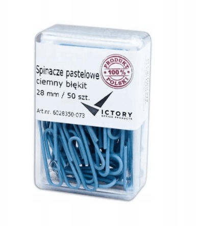 Spinacz powlekany pastelowy c.niebieski 28mm (50) 6028350-073 VICTORY