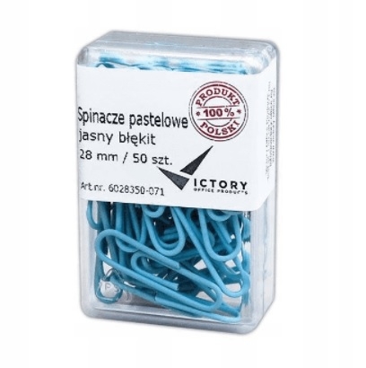 Spinacz powlekany pastelowy j.niebieski 28mm (50) 6028350-071 VICTORY