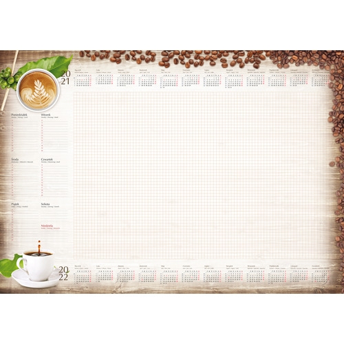 Terminarz -Planer A2 z listwą 2022 kawa T-1-A2-2 Michalczyk i Prokop