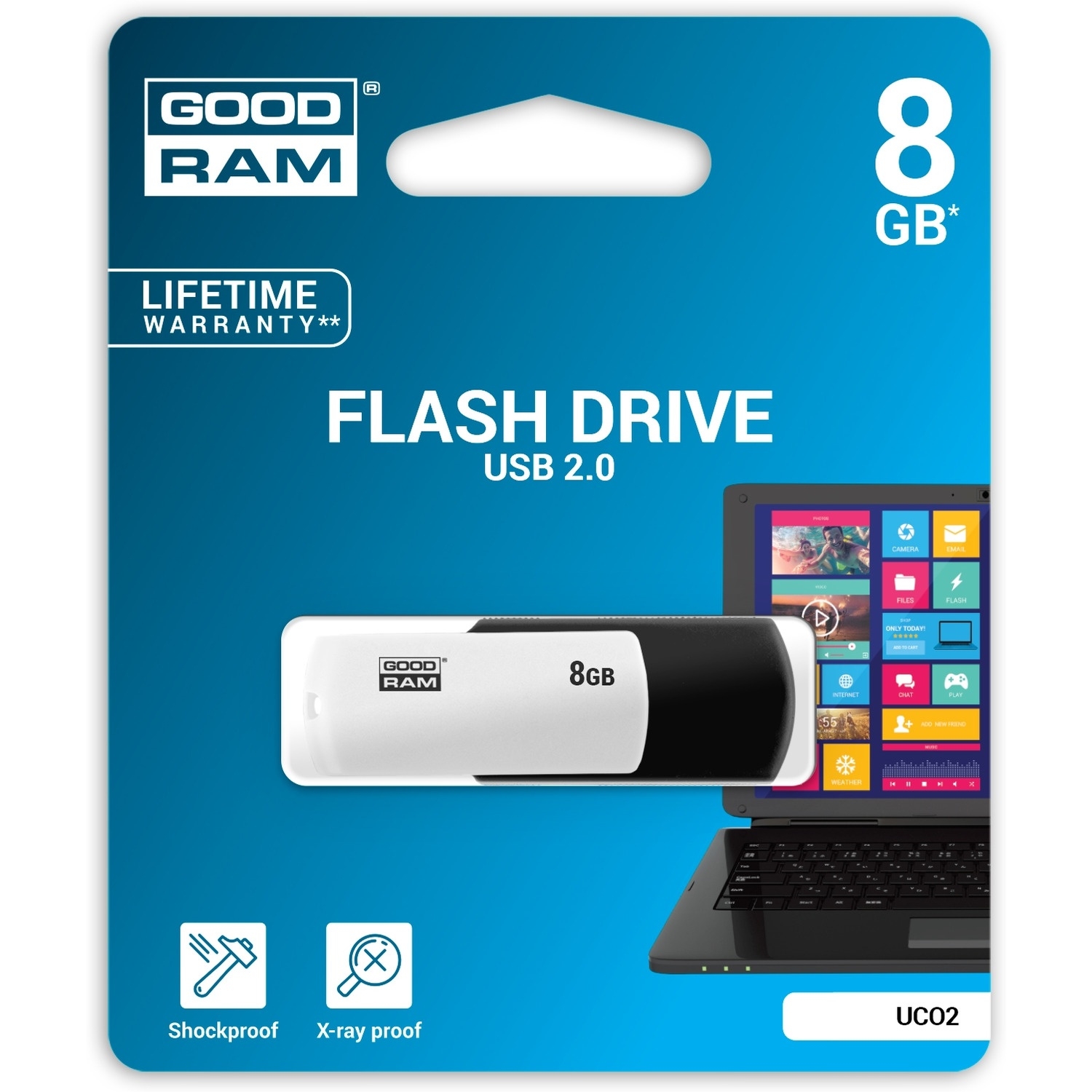 Pamięć USB GOODRAM 8GB UCO2 czarno-biały USB 2.0 UCO2-0080KWR11